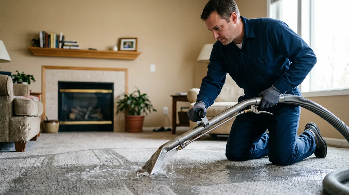 Water damage restoration technician working near Corinth, TX